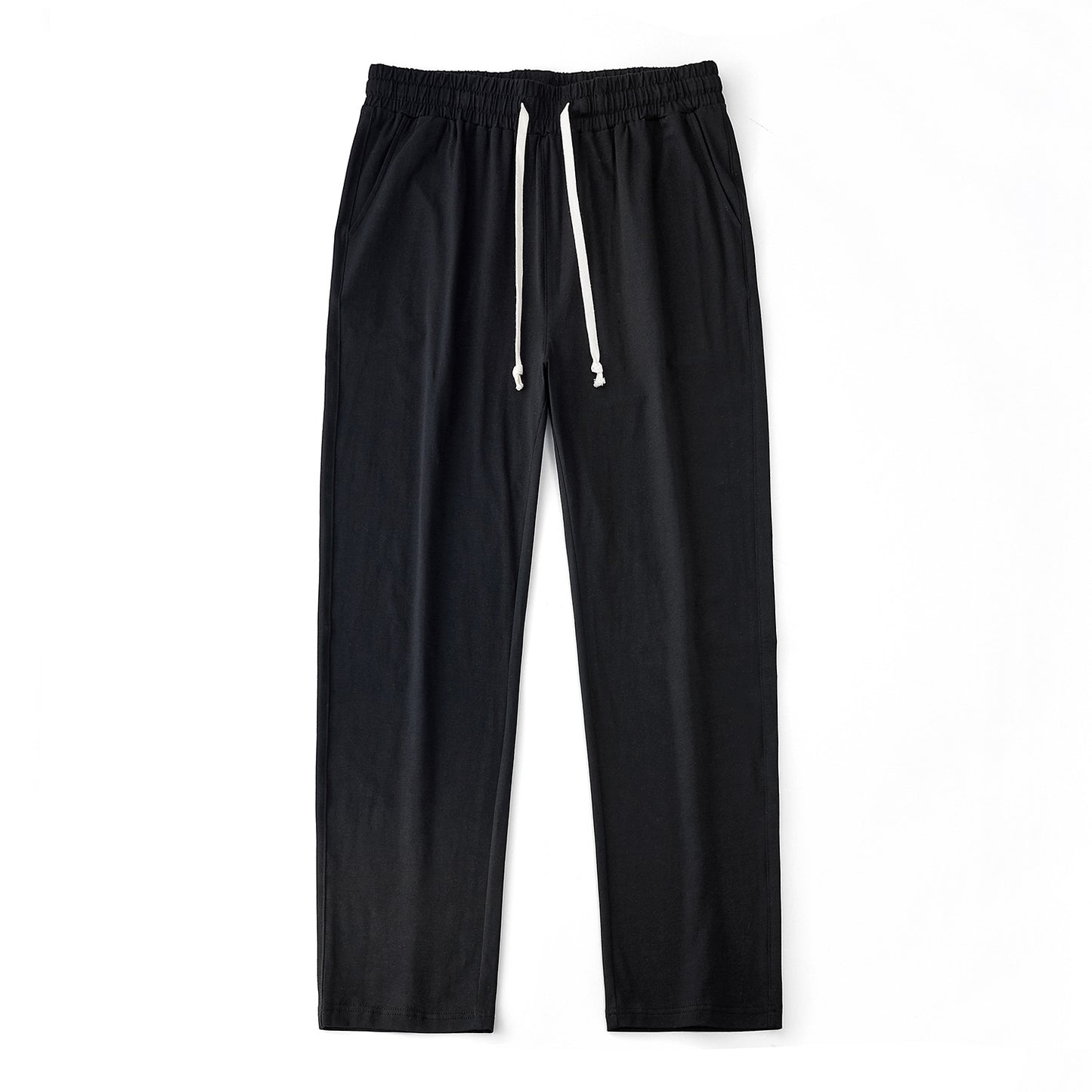 Mens Solid-Color Straight-Leg Lace-Up All-Match Sports Pants For Men S - XXL