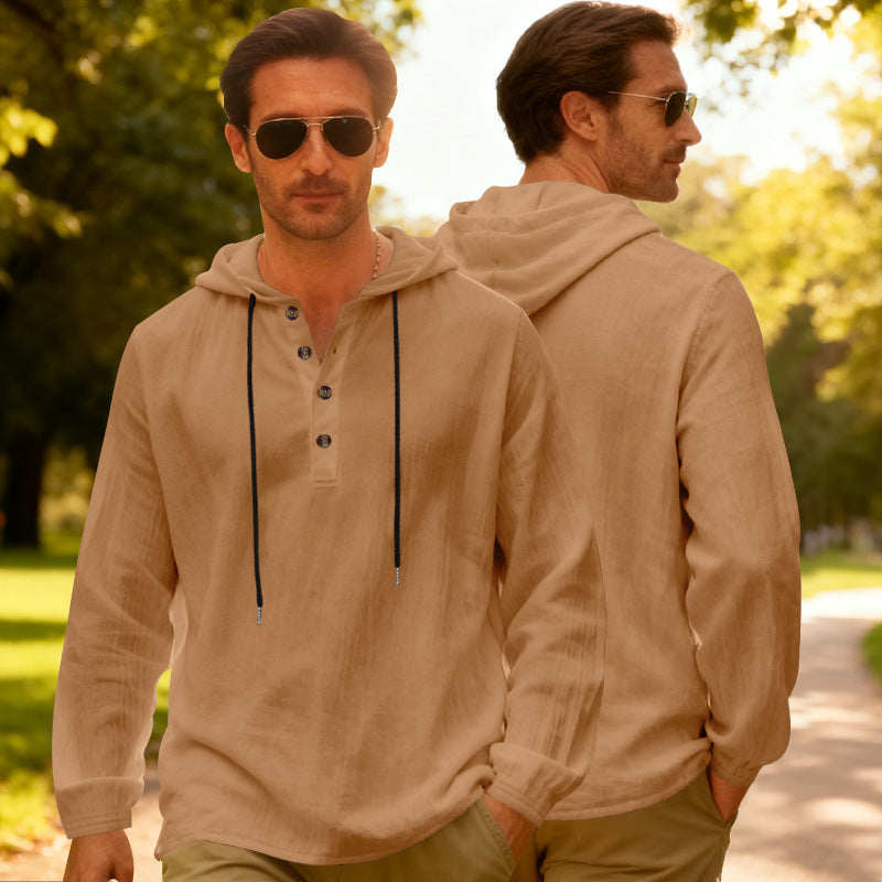 Yama Mens Breathable Hooded Long-Sleeve Beach Shirt Size: S - 3XL