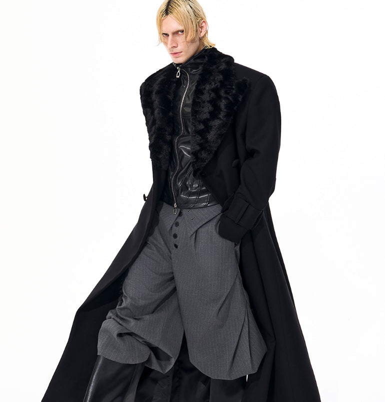 Noble Stitched Lapel Long Trench Coat Blazer