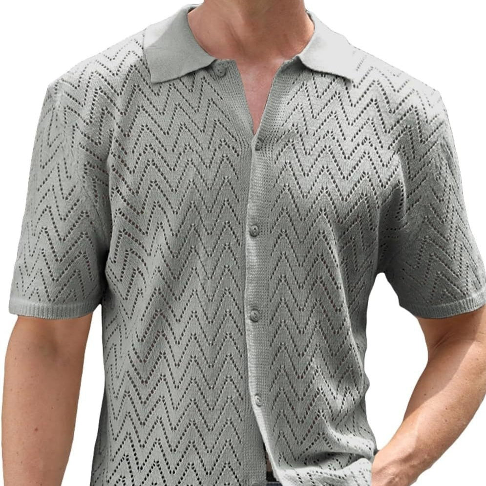 Summer New Men's Hollowed Leisure Shirt Size S - XXXL