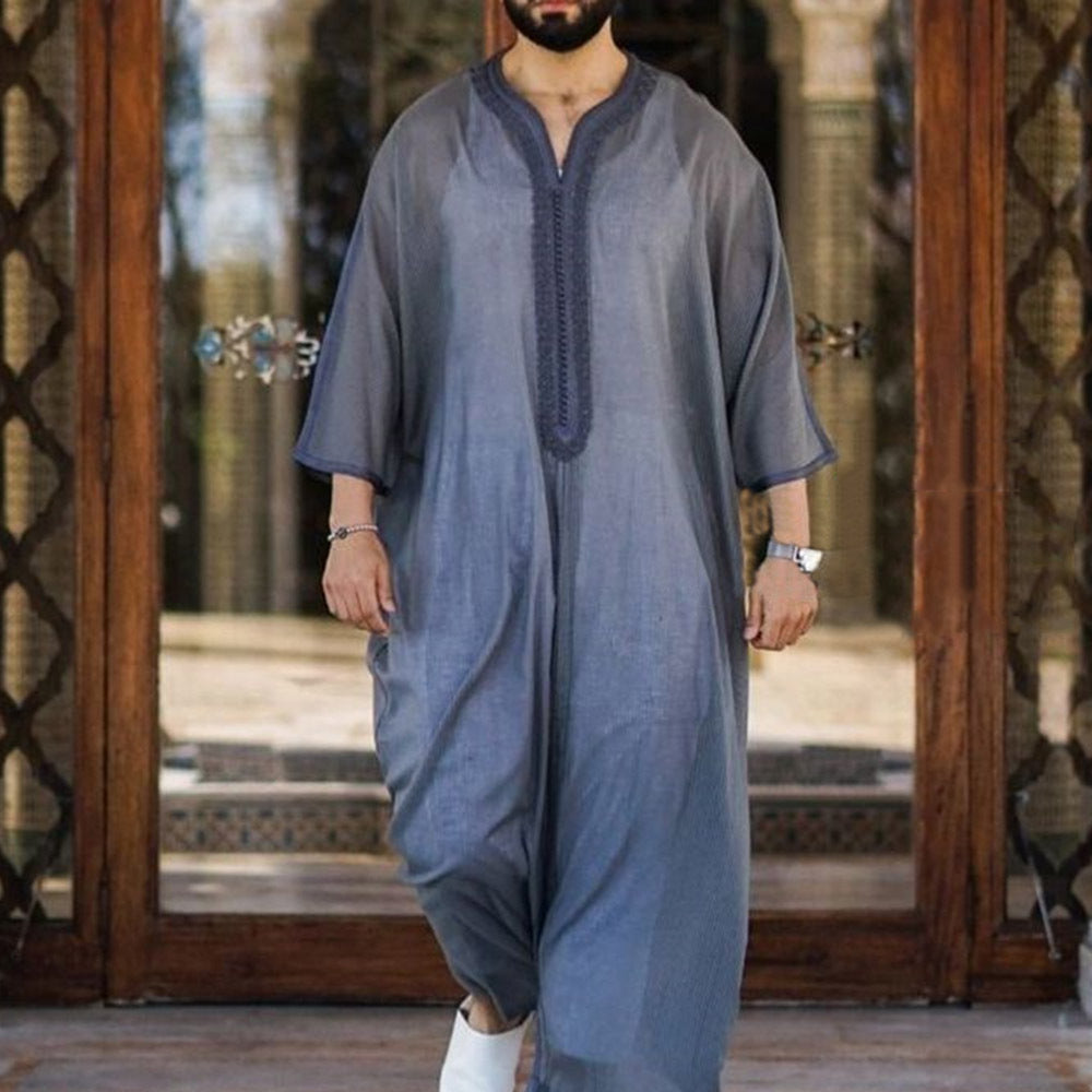 1400. Thin Linen Casual Ethnic African Style Shirt Robe