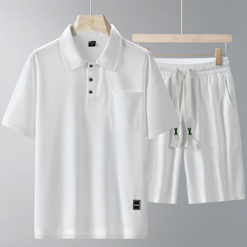 Sports Suit Men's Short-sleeved Thin Lapels T-shirt Shorts Running Leisure Two-piece Set Size M - 4XL