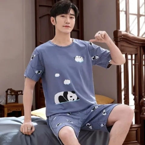 Men's Summer Short Sleeve Shorts Suit Style Loose Size L - 4XL