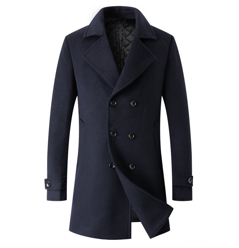 Cotton-padded Wool Coat Fashionable Lapel Wool Outerwear