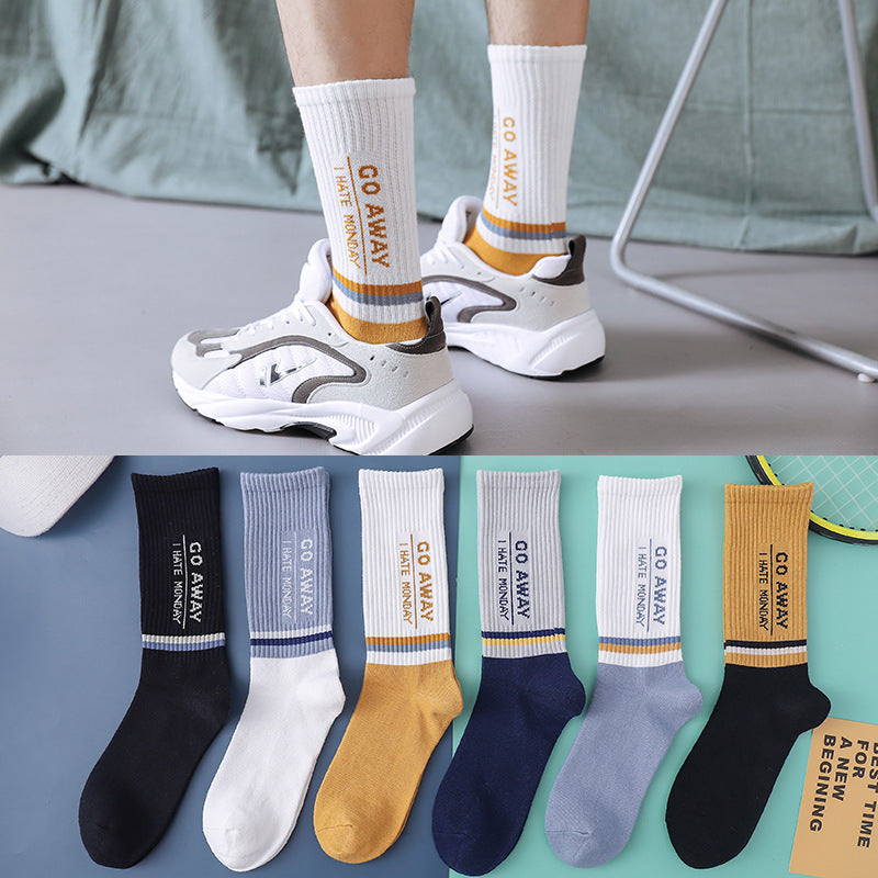 Mens Mid-calf Socks Breathable Sweat-absorbing All Season