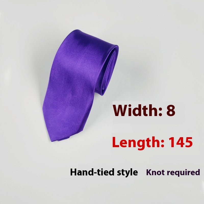 8cm Black Hand-tied Plain Suit Tie