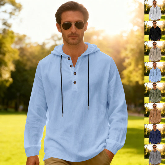 Yama Mens Breathable Hooded Long-Sleeve Beach Shirt Size: S - 3XL