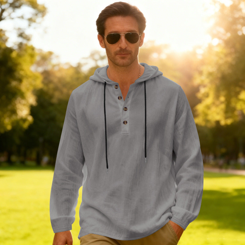 Yama Mens Breathable Hooded Long-Sleeve Beach Shirt Size: S - 3XL