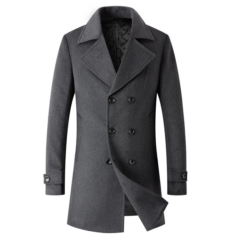 Cotton-padded Wool Coat Fashionable Lapel Wool Outerwear