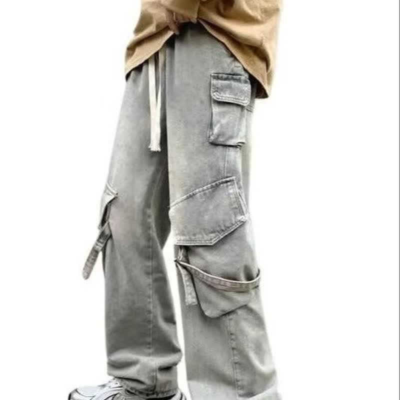 Heavy-duty Loose Multi-pocket Washed Casual Pants Size: S - XXXL