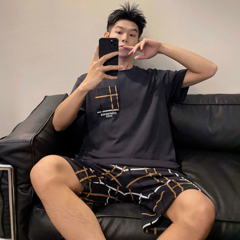 Men's Round Neck Cartoon Loose Homewear Suit