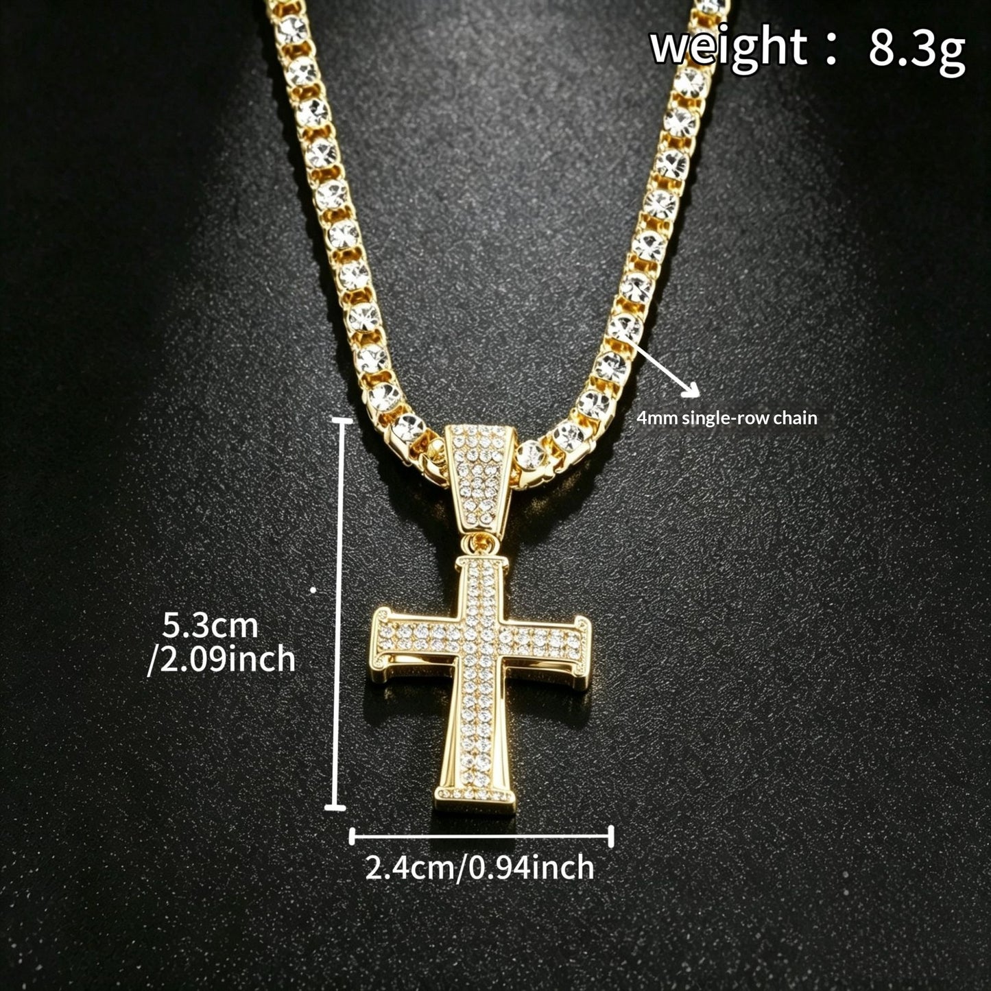 Fashionable Rhinestone Pendant Cross Necklace