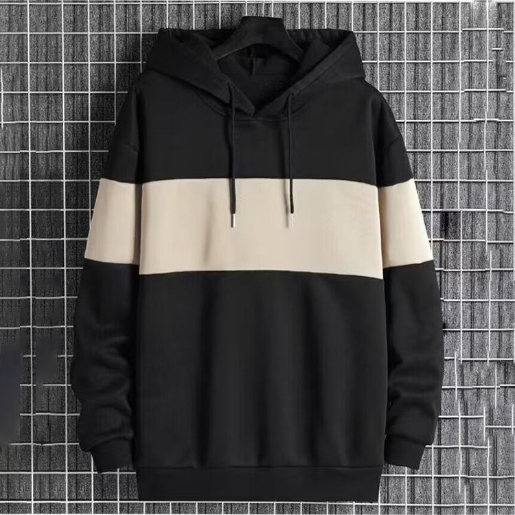 Mens Patchwork Color-Block Hoodie Single-Face Style Size: S - XXL