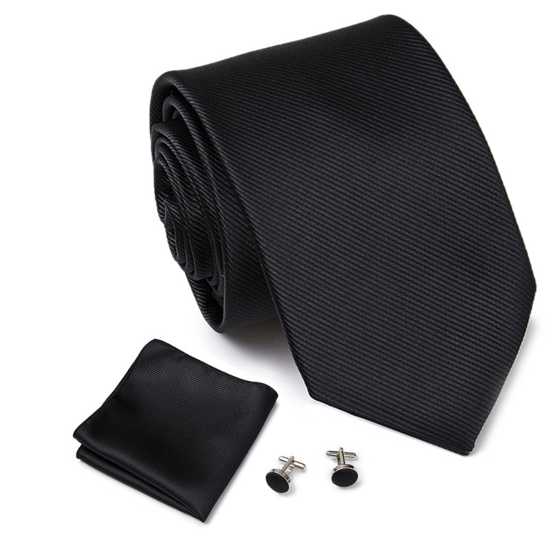 Multi Colored Striped Floral Mens Tie with Pocket Towel, Cufflinks and Tie Ring