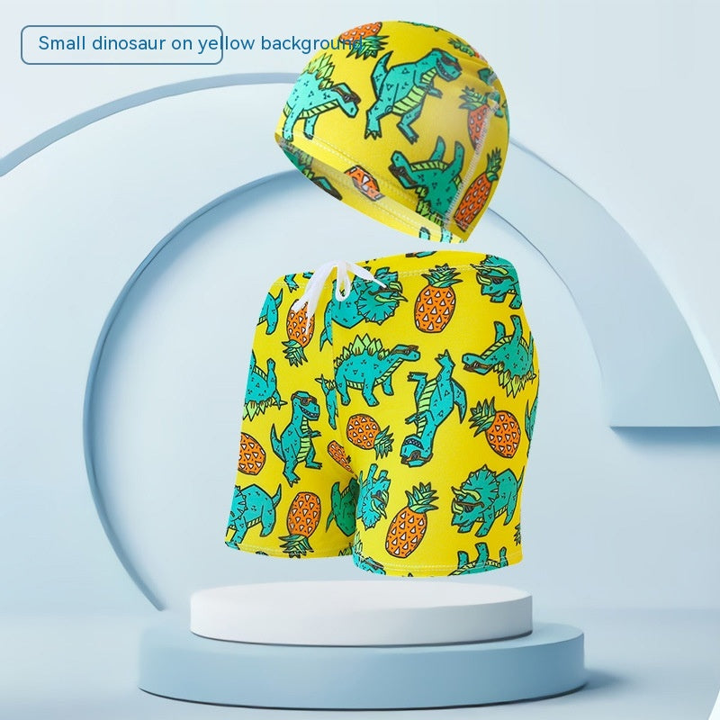 Children's Swimming Trunks Beach Vacation With Swimming Cap Suit: Size height 110-125cm. Weight 15.00kg-25.00kg
