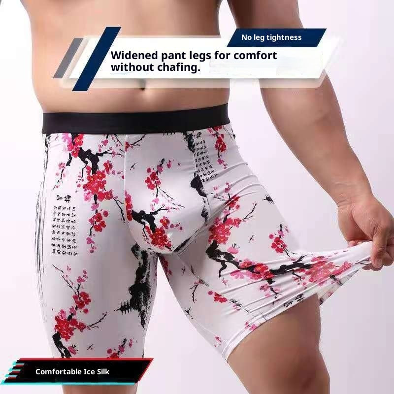 Running Men's Underwear Men's Extended Version Of Ice Silk Boxer Shorts