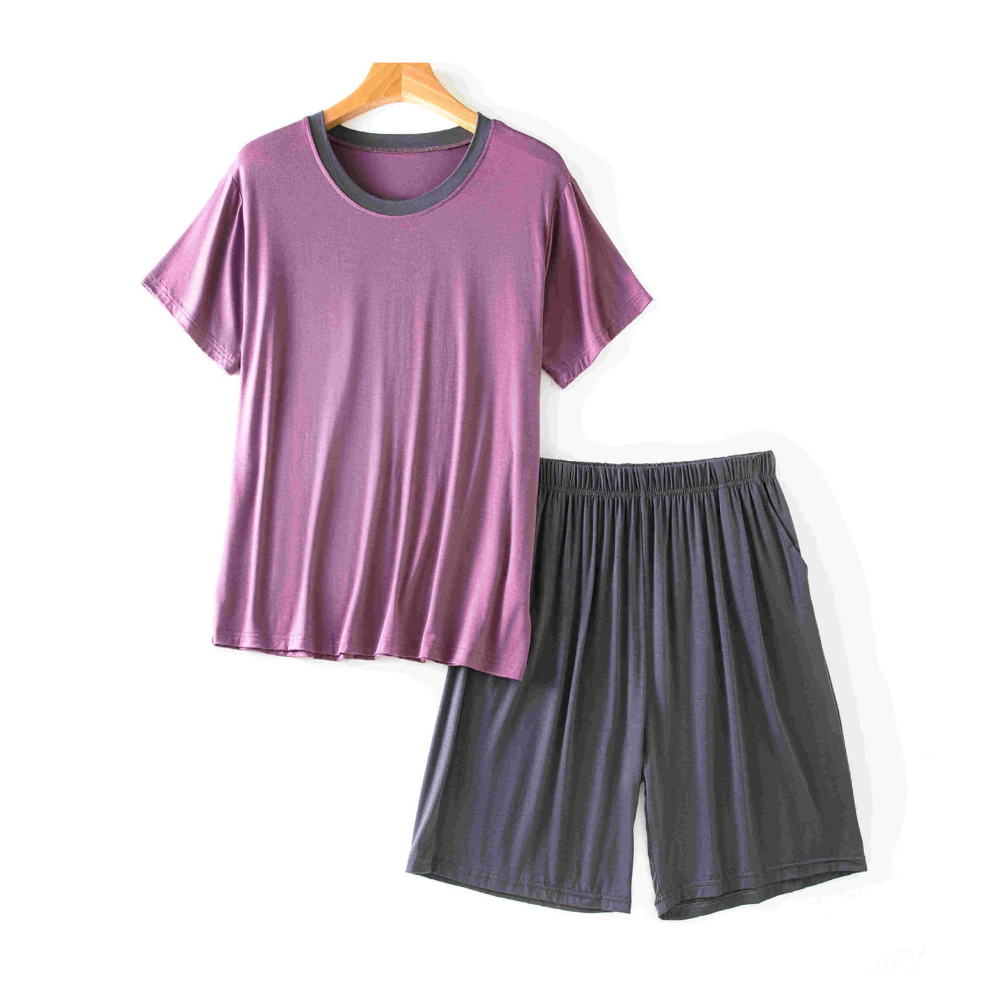 Men's Round Neck Short Sleeve Suit Summer Casual Size L - 4XL