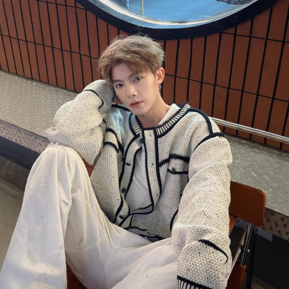 Round-neck Knitted Cardigan Sweater For Autumn And Winter