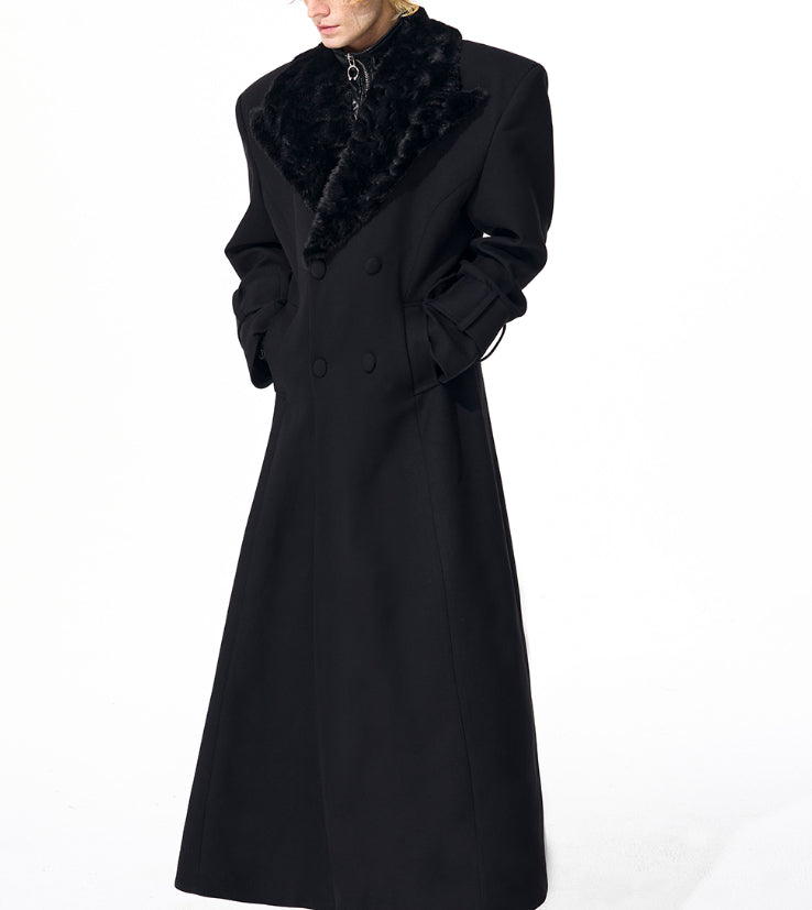 Noble Stitched Lapel Long Trench Coat Blazer