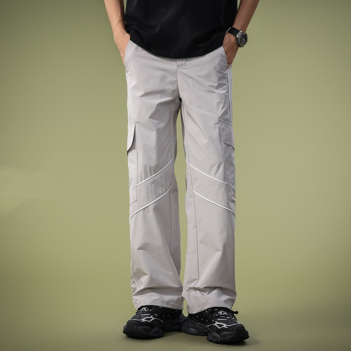 High Street Straight Loose Cargo Pants Men