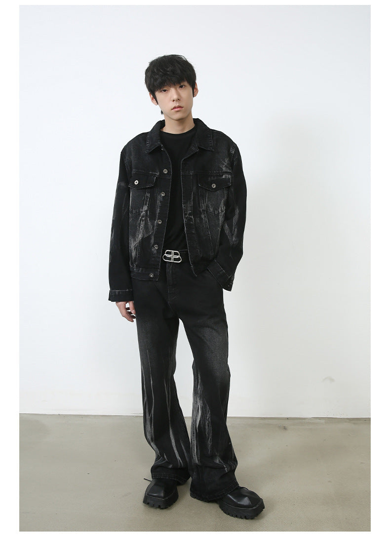 Men's Retro Washed Loose Casual Denim Suit