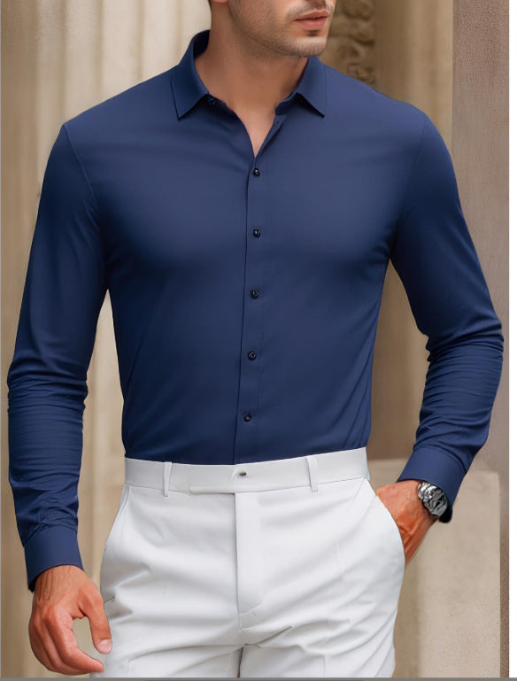 Summer Anti-wrinkle Casual Shirt Men's Long-sleeved Shirt Size S,M,L,XL,XXL,XXXL,4XL