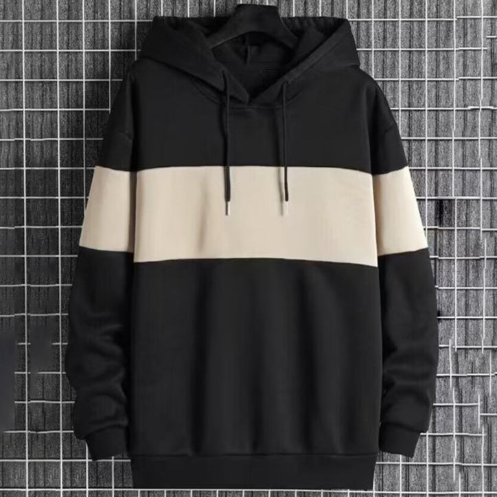 Mens Patchwork Color-Block Hoodie Single-Face Style Size: S - XXL