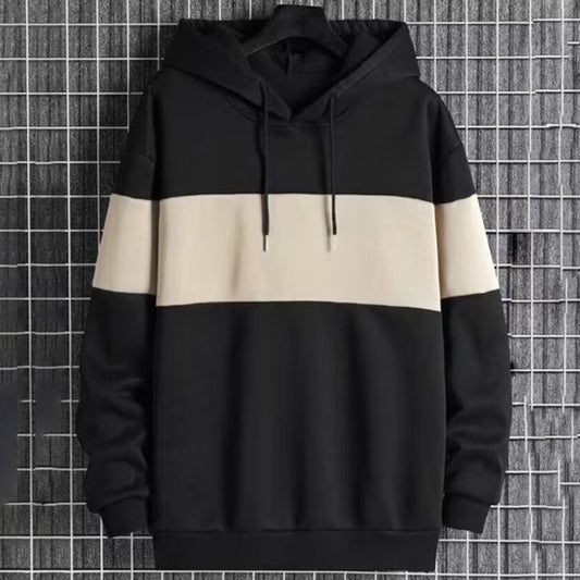 Mens Patchwork Color-Block Hoodie Single-Face Style Size: S - XXL