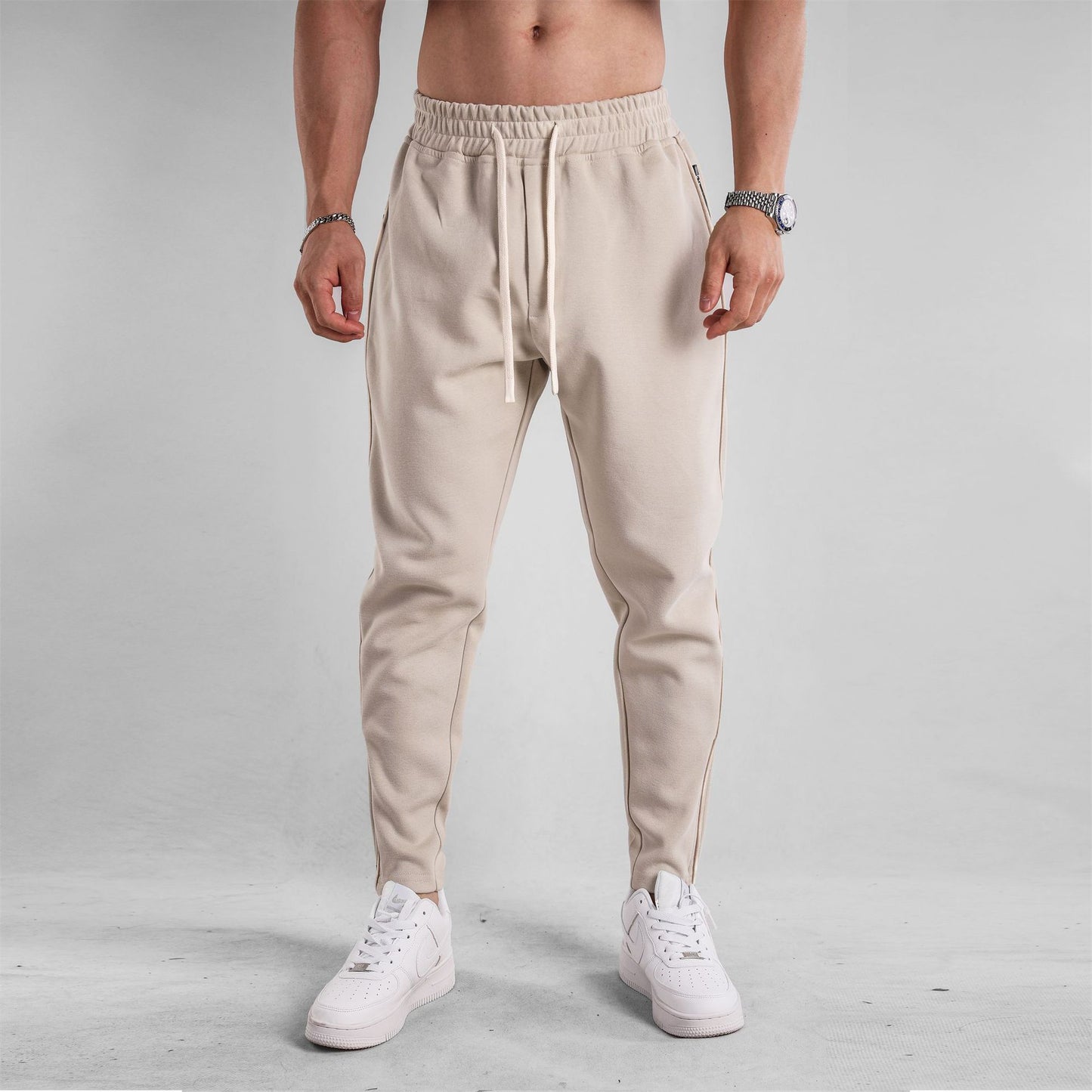 Slim Fit Leg Opening Zipper Ankle Banded Pants Size: M - 3XL