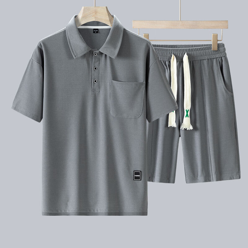 Sports Suit Men's Short-sleeved Thin Lapels T-shirt Shorts Running Leisure Two-piece Set Size M - 4XL