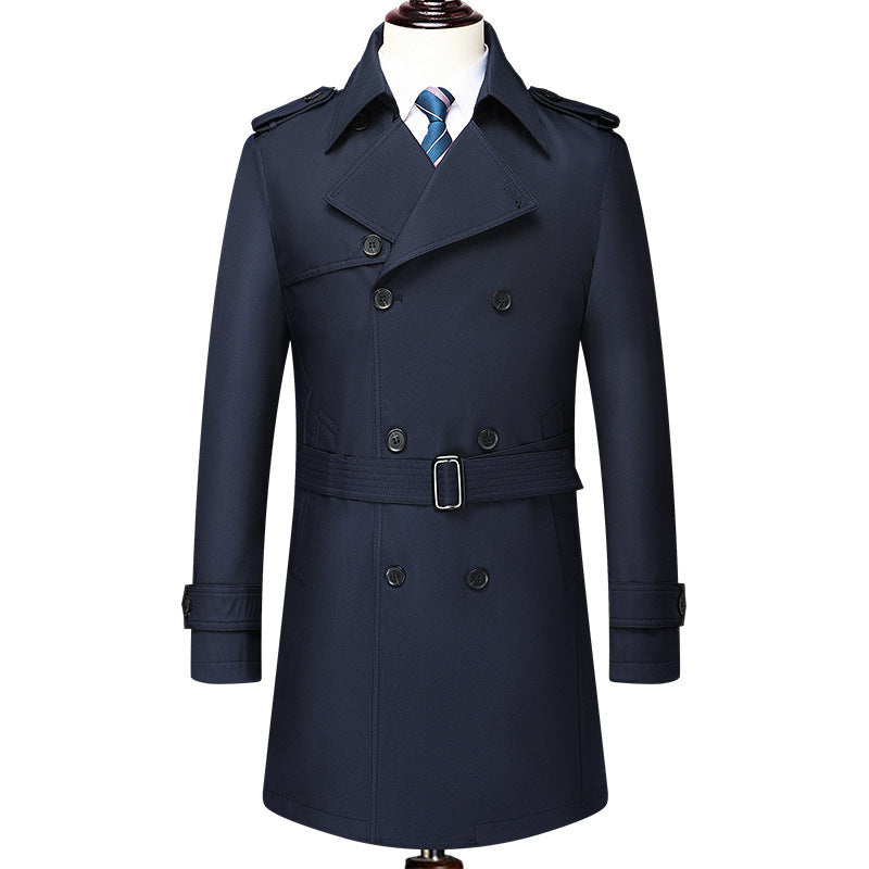 Men's Fashionable Mid-length Double-breasted Trench Coat