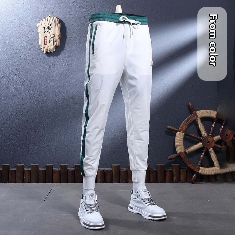 Ice Silk Breathable Stretch Slim-fitting Ankle-tied Skinny Sports Pants Size: 28 - 38
