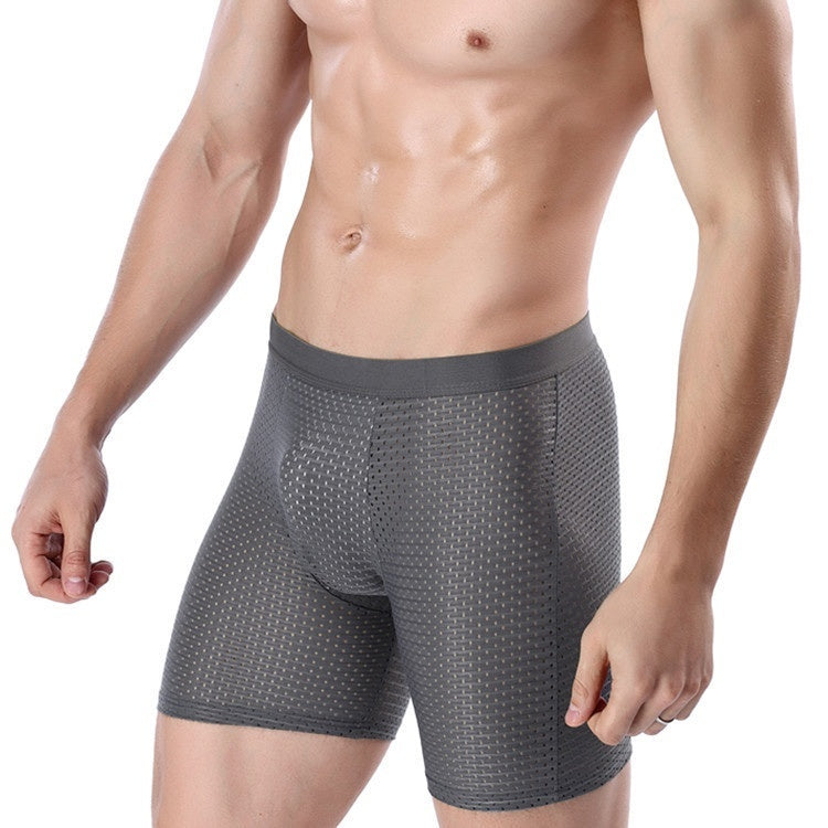 Running Men's Underwear Men's Extended Version Of Ice Silk Boxer Shorts