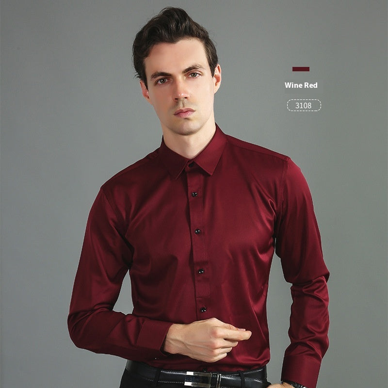 Full Elastic Force Shirt Men's Non-ironing Anti-wrinkle Solid Color