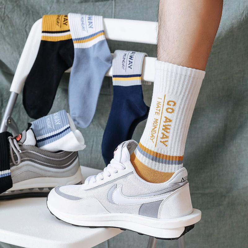 Mens Mid-calf Socks Breathable Sweat-absorbing All Season