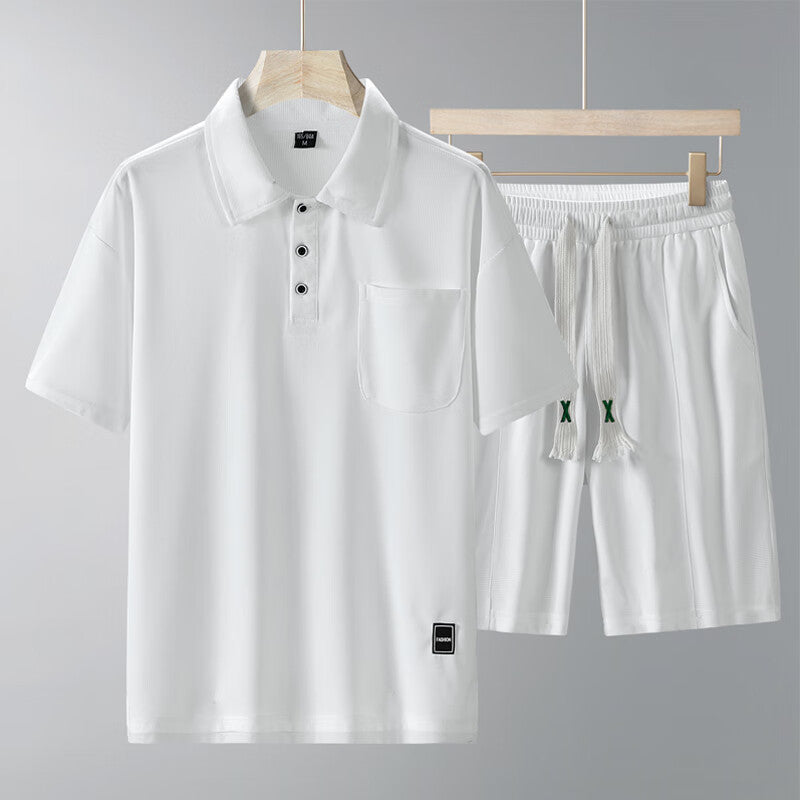 Sports Suit Men's Short-sleeved Thin Lapels T-shirt Shorts Running Leisure Two-piece Set Size M - 4XL