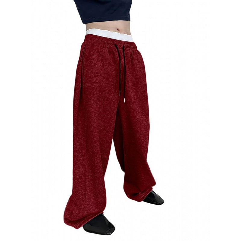 Men's Drawstring Waist Straight Wide-leg Loose Pants Size: S - XXL