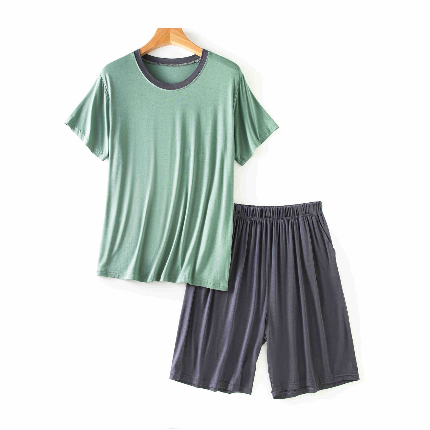 Men's Round Neck Short Sleeve Suit Summer Casual Size L - 4XL