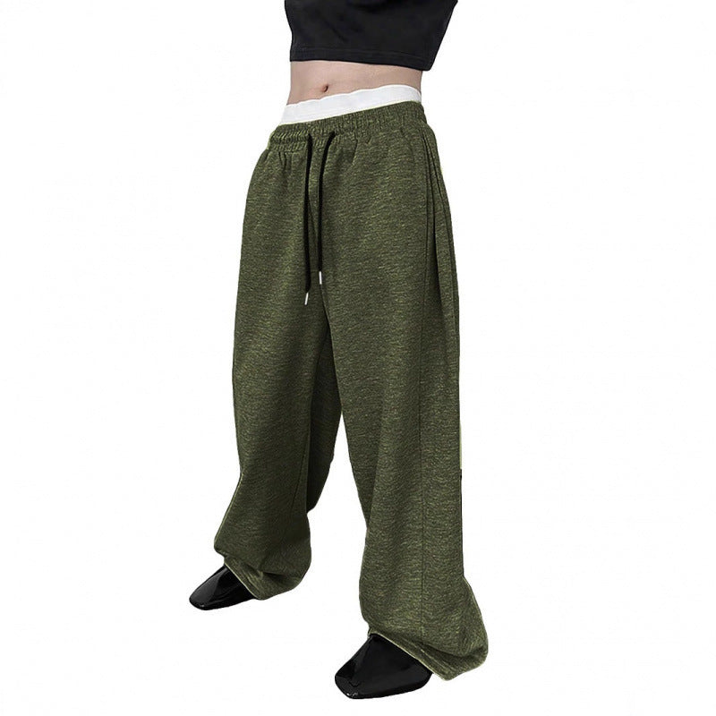 Men's Drawstring Waist Straight Wide-leg Loose Pants Size: S - XXL