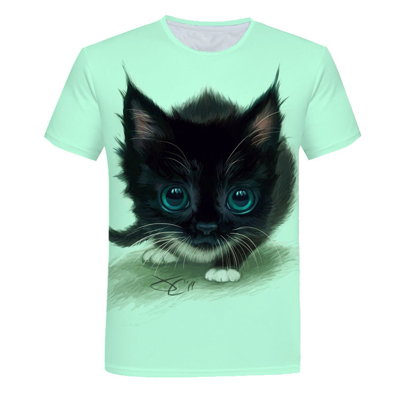 Digital Cartoon Print Loose Boy's and Men's T-shirt