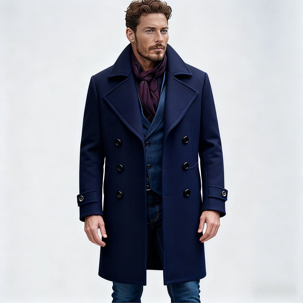 Cotton-padded Wool Coat Fashionable Lapel Wool Outerwear
