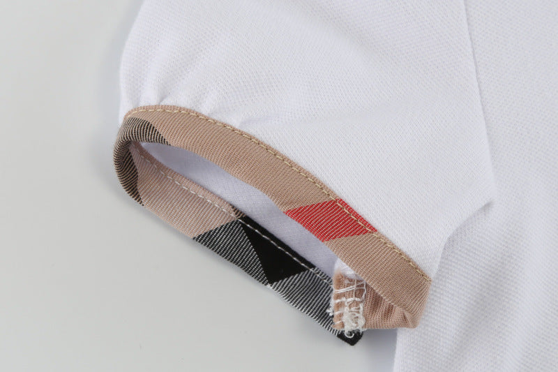 Kids Contrast Check Lapel Short Sleeve Shirt