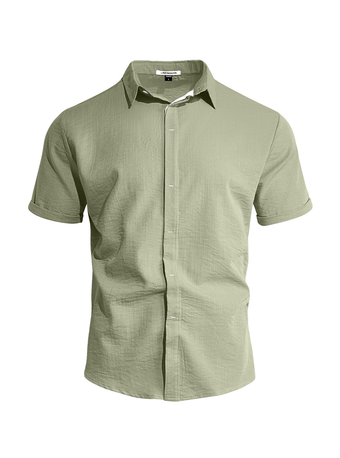 Mens Solid-color Short-sleeve Lapel Shirt Size S - 3XL