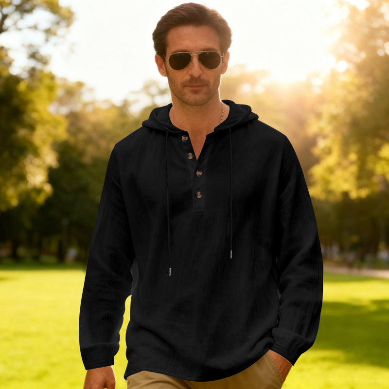 Yama Mens Breathable Hooded Long-Sleeve Beach Shirt Size: S - 3XL