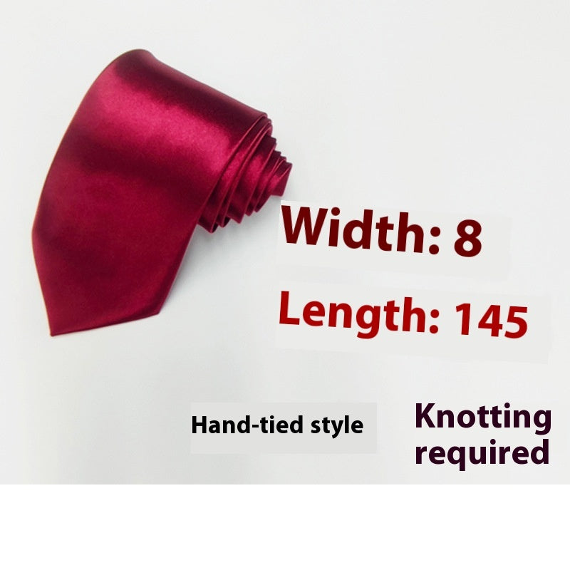 8cm Black Hand-tied Plain Suit Tie