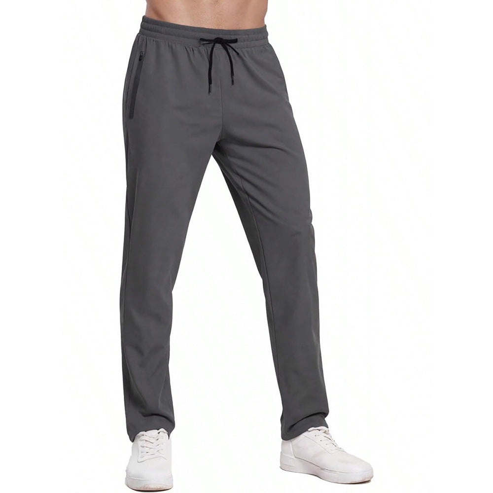 Sports Running Casual Pants Men's Loose Lace-up Elastic Waist Long Pants Size S - 4XL