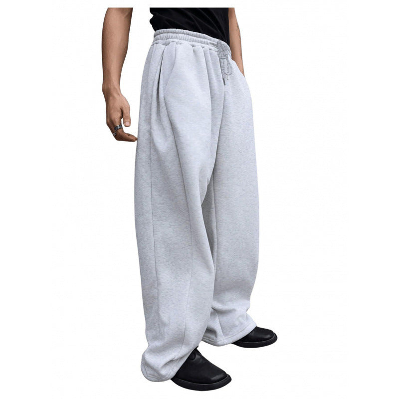 Men's Drawstring Waist Straight Wide-leg Loose Pants Size: S - XXL