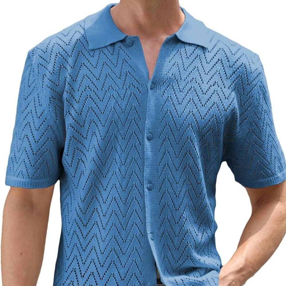 Summer New Men's Hollowed Leisure Shirt Size S - XXXL