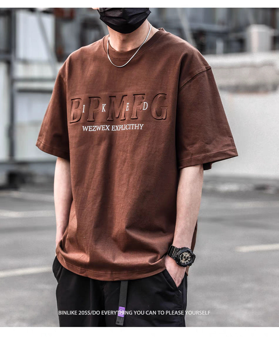 Short Sleeve Men's Simple Printed Top Size M - 3XL