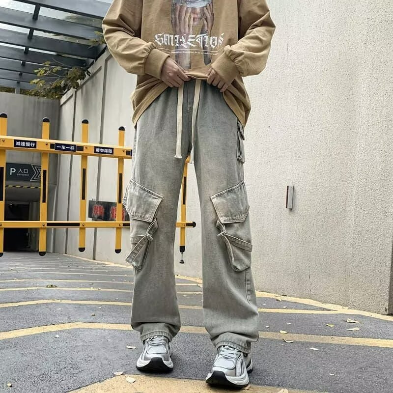 Heavy-duty Loose Multi-pocket Washed Casual Pants Size: S - XXXL